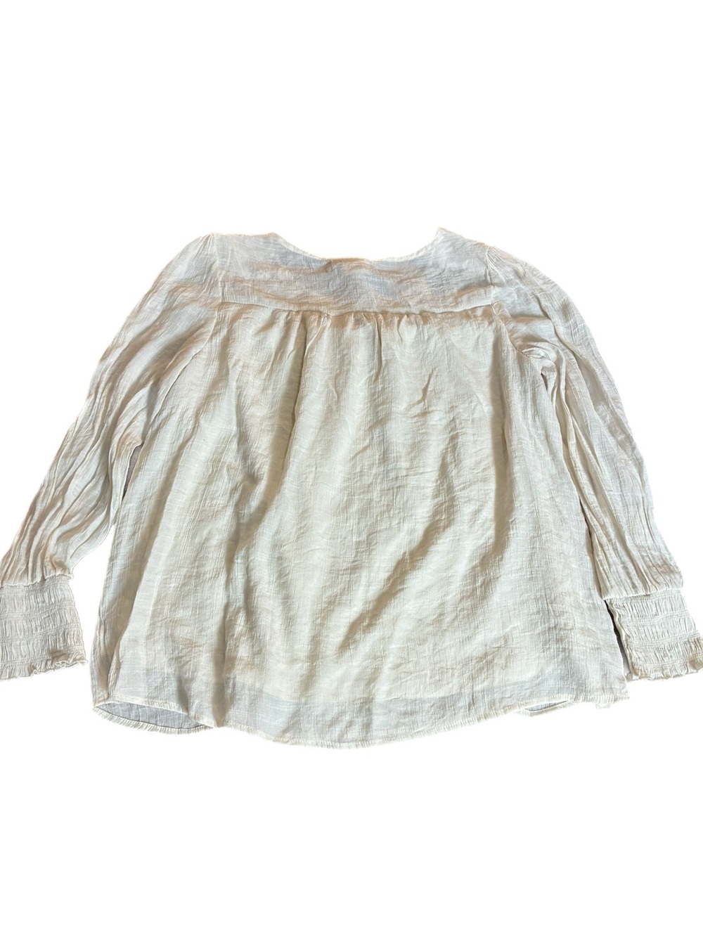 Anthropologie Fig & Flower Lace Yoke Peasant Blouse Long Sleeve Large Shabby - Picture 7 of 9